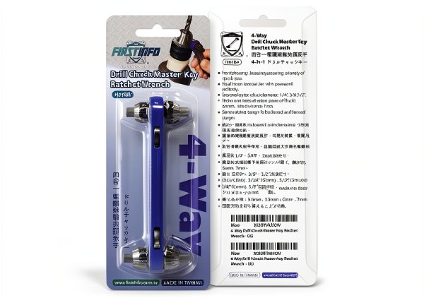 Drill Chuck Key FIRSTINFO 4-in-1 Professional Aluminum Polished-4