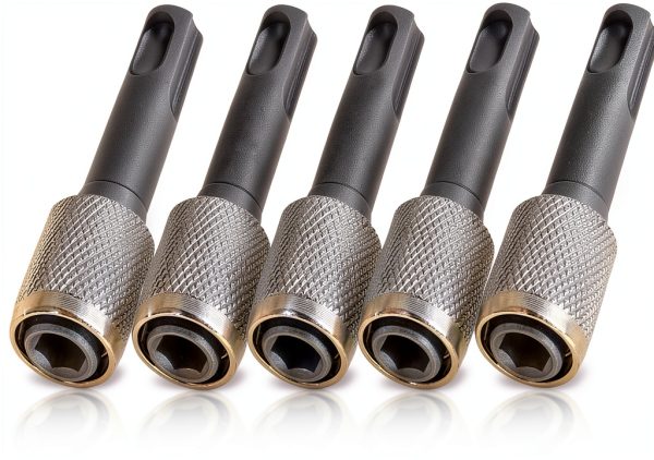 Mesee 5 Pieces SDS-Plus Shank Drill Chuck Adapters SDS PLUS to 1/4" Hex Socket Adapter Converter 1/4 Inch Hex Shank Screwdriver Drill Bit Holder for Electric Hammer Impact Drills-0