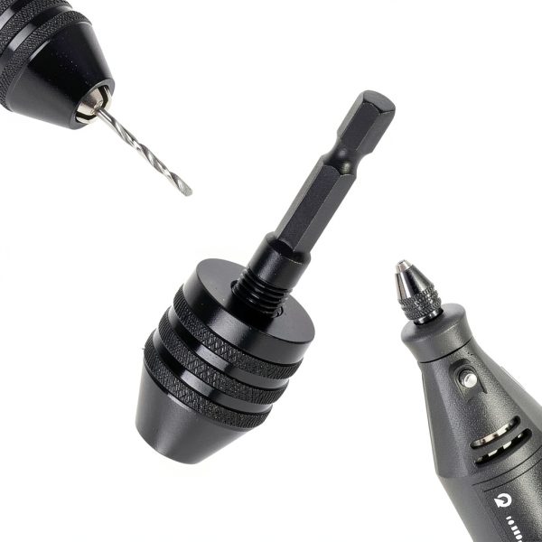 RZJZGZ 3 Pcs Keyless Drill Chuck Bit 1/4 Inch Hex Shank Keyless Drill Chuck Conversion Tool,0.3-6.5 mm&0.3-3.6 mm&0.8-8mm Quick Screwdriver Drill Adapter for Micro Drill Bit-5