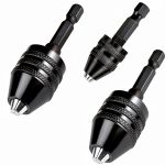 RZJZGZ 3 Pcs Keyless Drill Chuck Bit 1/4 Inch Hex Shank Keyless Drill Chuck Conversion Tool,0.3-6.5 mm&0.3-3.6 mm&0.8-8mm Quick Screwdriver Drill Adapter for Micro Drill Bit-0