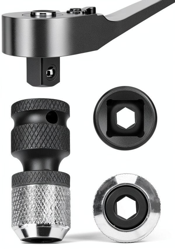 2 PCS impact wrench adapter quick-release Design Upgraded to Heavy-Duty Thickness 1/2 Square Drive to 1/4 Hex Female Socket, Impact Drill Adapter, CrMo Steel-5