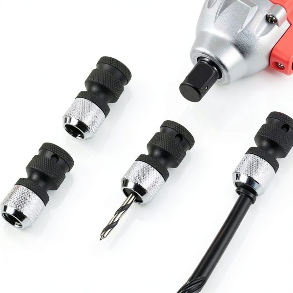 2 PCS impact wrench adapter quick-release Design Upgraded to Heavy-Duty Thickness 1/2 Square Drive to 1/4 Hex Female Socket, Impact Drill Adapter, CrMo Steel-4
